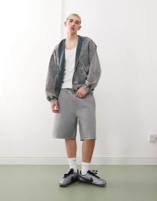 Weekday Weekday Simon jersey shorts in grey melange in Scuba-Style Fabric