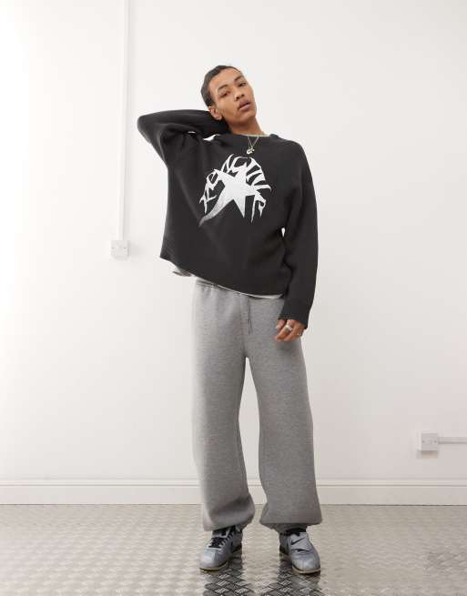 Weekday – Simon – Jogginghose in Grau meliert im Neopren-Look