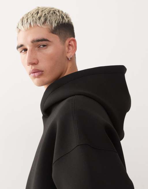 Weekday – Simon – Kapuzenpullover aus neoprenähnlichem Material in Schwarz, 4 von 5