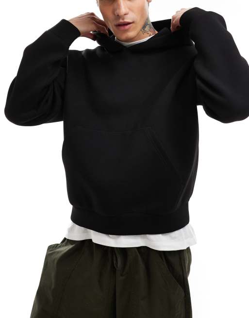 Weekday – Simon – Kapuzenpullover in schwarzer Neopren-Optik
