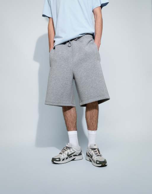 Weekday - Simon - Pantaloncini in jersey grigio mélange in tessuto effetto scuba, 4 di 7