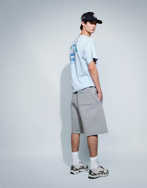 Weekday - Simon - Pantaloncini in jersey grigio mélange in tessuto effetto scuba, 5 di 7