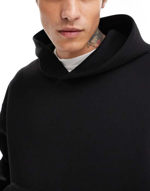 Weekday Simon scuba hoodie in black, 3 of 4