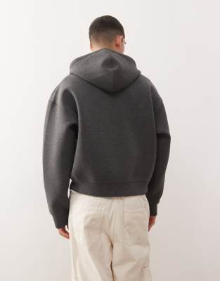 Weekday Simon Scuba-style Fabric Zip Up Hoodie In Gray