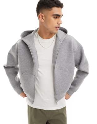 Weekday Simon scuba zip through hoodie in gray melange | ASOS