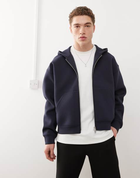 Weekday Simon scuba zip through hoodie in navy - view 1