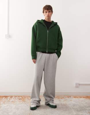 Weekday Simon Scuba Zip Up Hoodie In Green