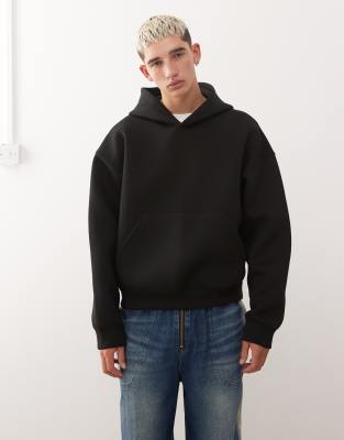 Weekday - Simon - Sweat à capuche en imitation néoprène - Noir