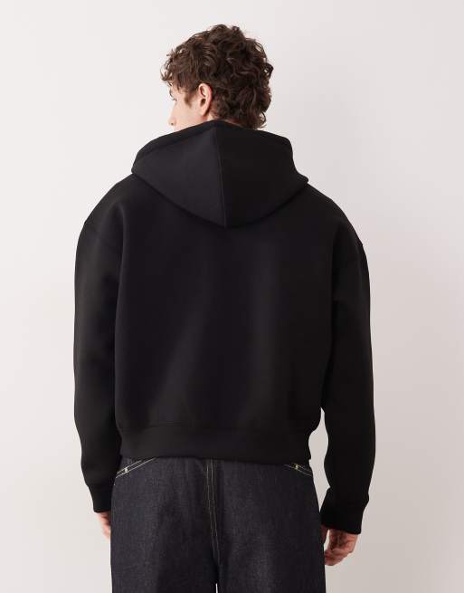 Weekday - Simon - Sweat à capuche zippé en imitation néoprène - Noir, 5 de 5