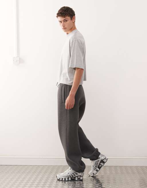 Weekday Simon sweatpants in dark heather gray scuba-style fabric, 3 of 5