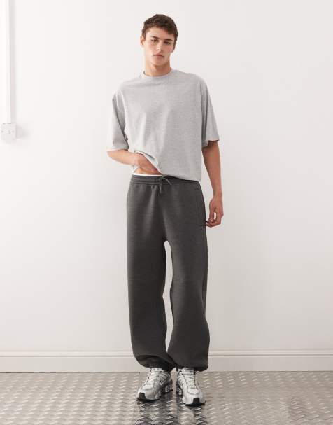 Weekday Simon trackies in dark grey melange in scuba-style fabric - view 1