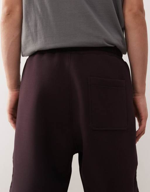 Weekday – Simon – Vinröda sweatpants i scubaliknande tyg med broderi, del av set, 5 av 5