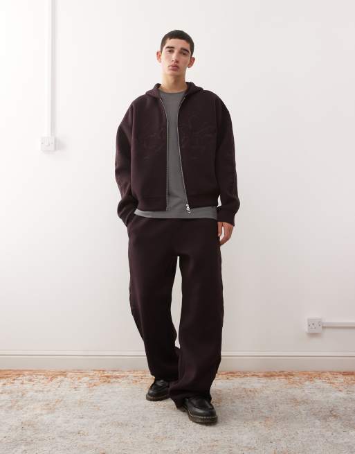 Weekday Simon zip-through hoodie with embroidered graphic in