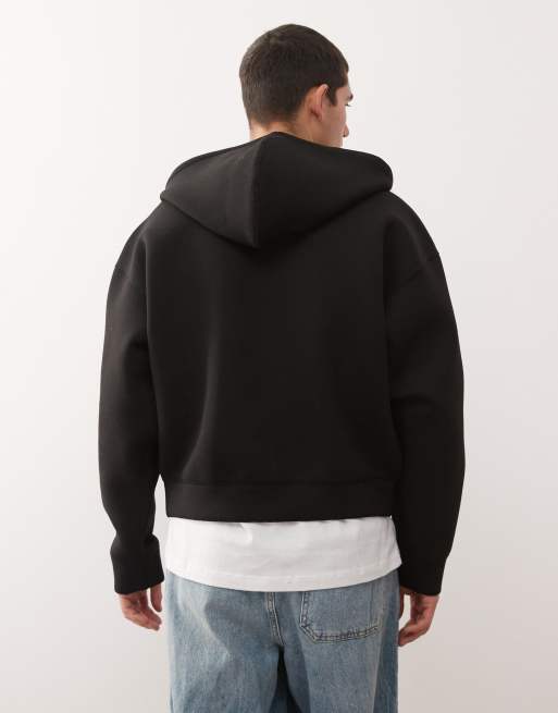 Weekday Simon scuba zip through hoodie in black