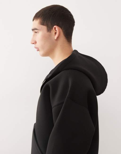 Weekday Simon scuba zip through hoodie in black