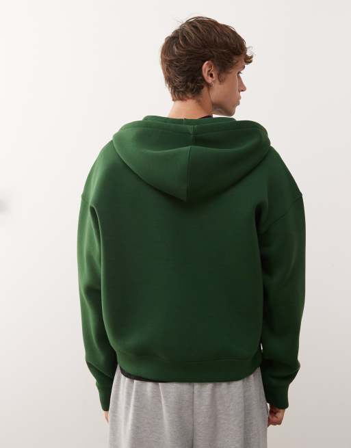 Weekday Simon scuba zip up hoodie in dark green