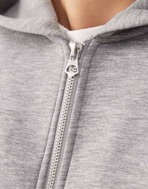 Weekday Simon scuba zip through hoodie in grey melange