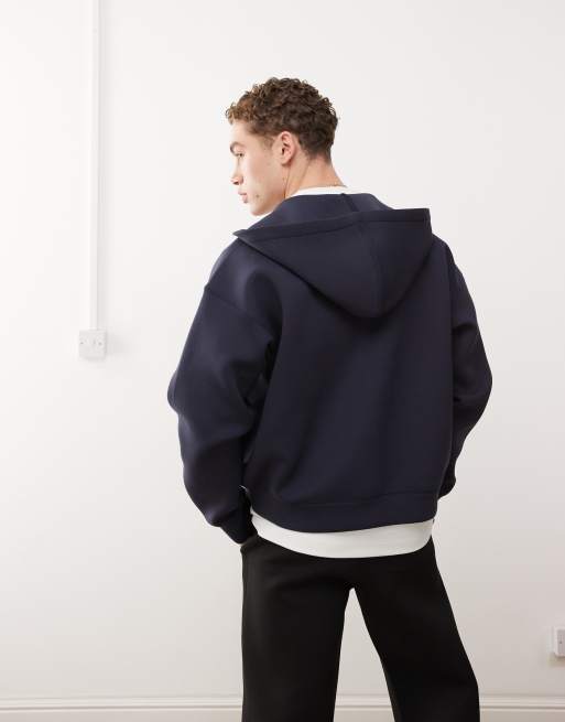 Weekday Simon scuba zip through hoodie in navy