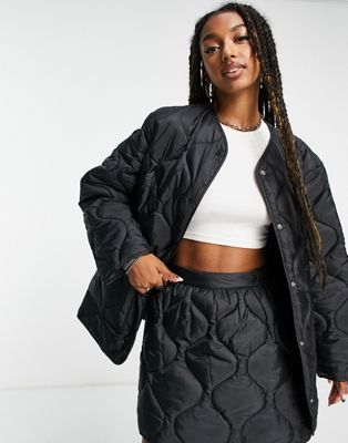 Weekday Sinai quilted padded liner jacket in black