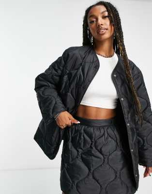 Weekday Sinai Quilted Padded Liner Jacket In Black In Black