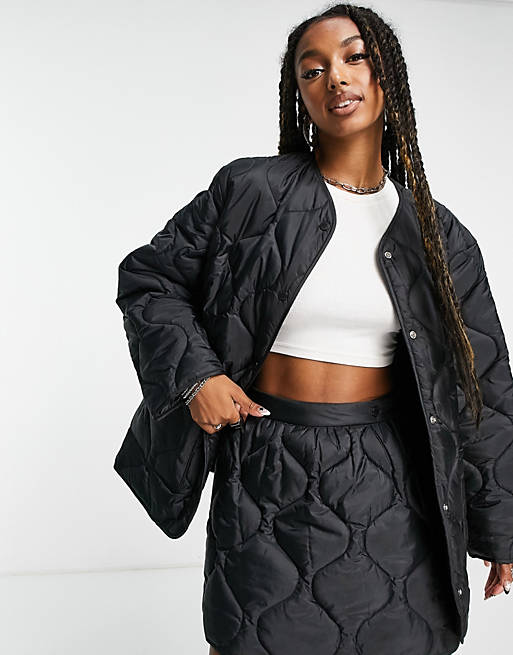 Weekday Sinai quilted padded liner jacket in black