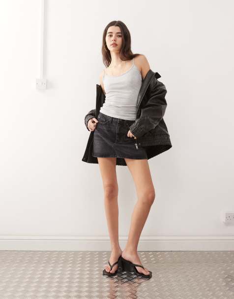 Weekday skinny strap singlet top in grey melange - view 1