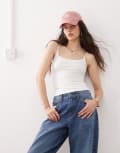 [Weekday] Weekday skinny strap singlet top in white L White