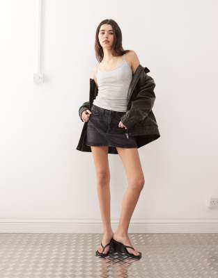 Weekday skinny strap vest top in grey melange