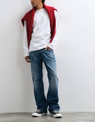 Weekday Sky Low Waist Straight Leg Jeans In Blue