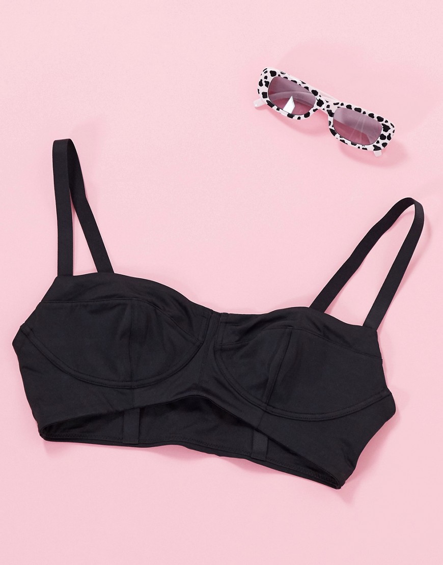Weekday Sky Mix And Match Cupped Bikini Top In Black