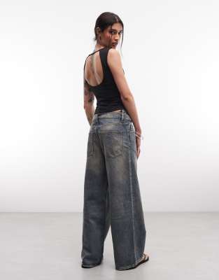 Weekday slash neck tank top with open back in black