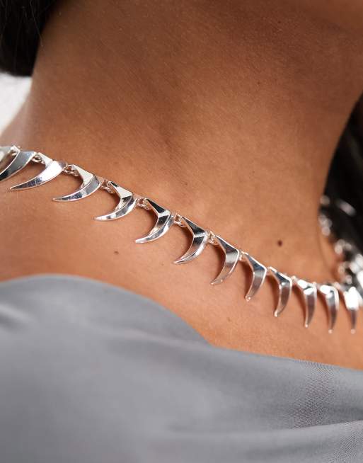 Weekday Slay spike choker necklace in silver | ASOS