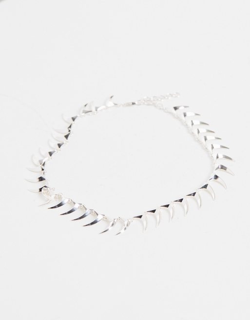 Weekday Slay spike choker necklace in silver | ASOS