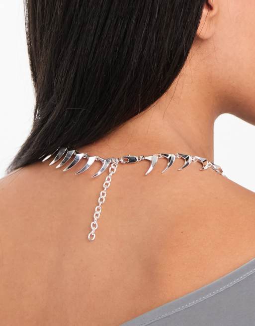 Weekday Slay spike choker necklace in silver | ASOS