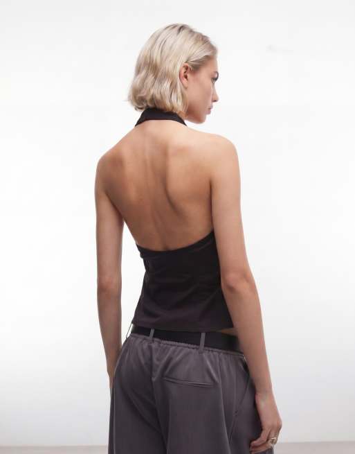 Weekday sleeveless button down shirt in black, 4 of 4