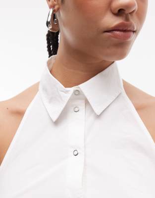 Weekday Sleeveless Button Down Shirt In White