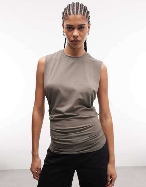 Weekday sleeveless top with cinch gathered waist in gray - view 1