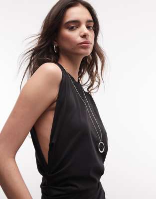 Weekday Sleeveless Top With Cinched Gathered Waist In Black