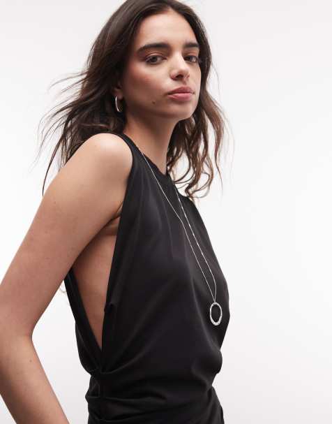 Weekday sleeveless top with cinched gathered waist in black