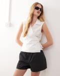 [Weekday] Weekday sleeveless wrap top in white XS White