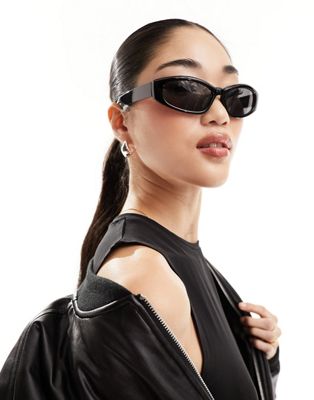 Weekday Slide sleek sunglasses in black