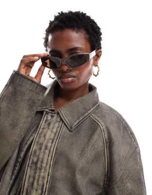 Weekday Slide sleek sunglasses in brown | ASOS