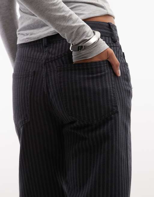 Weekday slightly flared pants in black stripe, 2 of 5