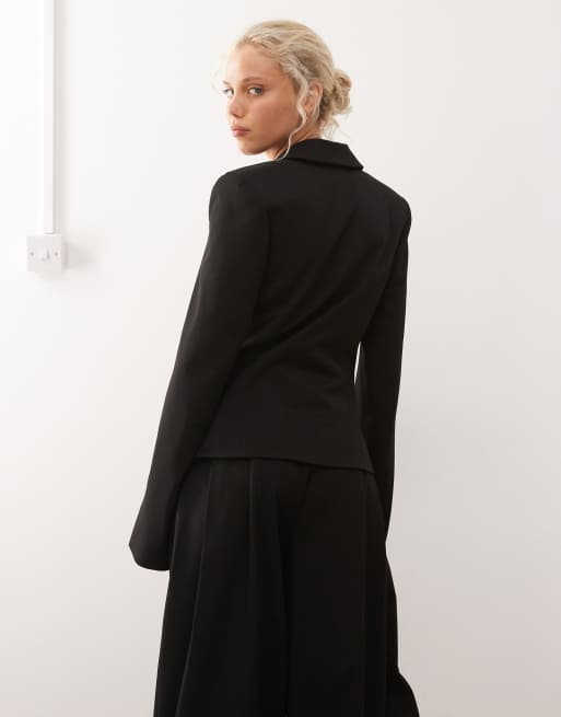 Weekday slim fit blazer in black, 4 of 4