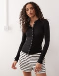 [Weekday] Weekday slim fit button front cardigan in black XS Black