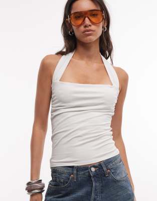 Weekday Slim Fit Halter Neck Top In White