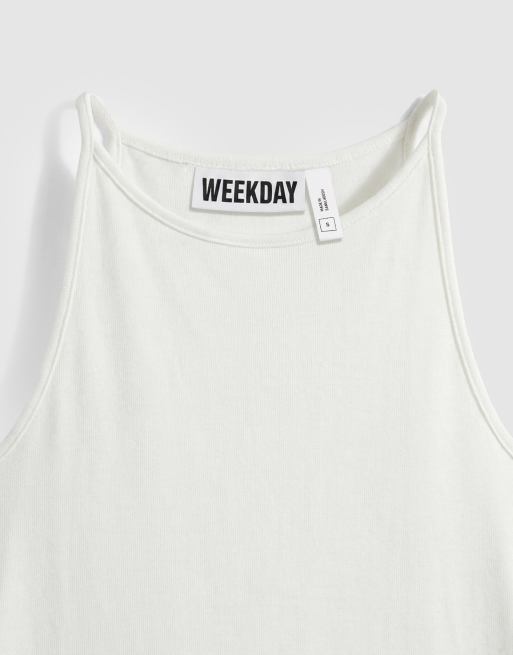 Weekday - Slim-fit hemdje met racerback in gebroken wit, 7 van 7