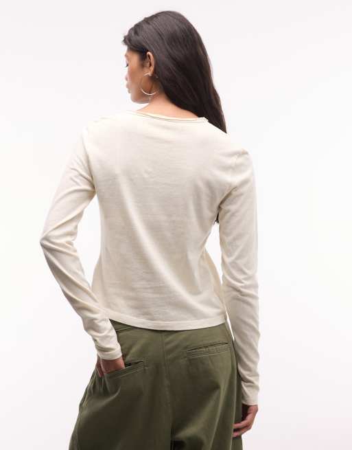 Weekday slim-fit jersey vest in gebroken wit, 4 van 4