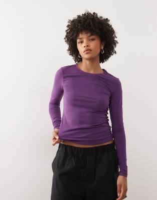 Weekday Slim Fit Long Sleeve T-shirt In Purple