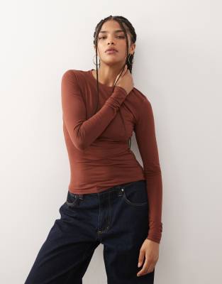 Weekday Slim Fit Long Sleeve T-shirt In Red